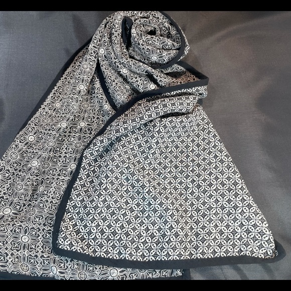 Dana Buchman silk scarf double-sided print 55”X11” - Picture 1 of 8